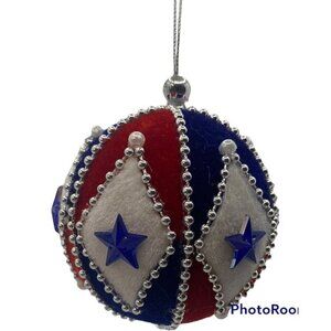 Vtg Satin Sheen Push Pin Beaded Sequins Christmas Ornament Box Style